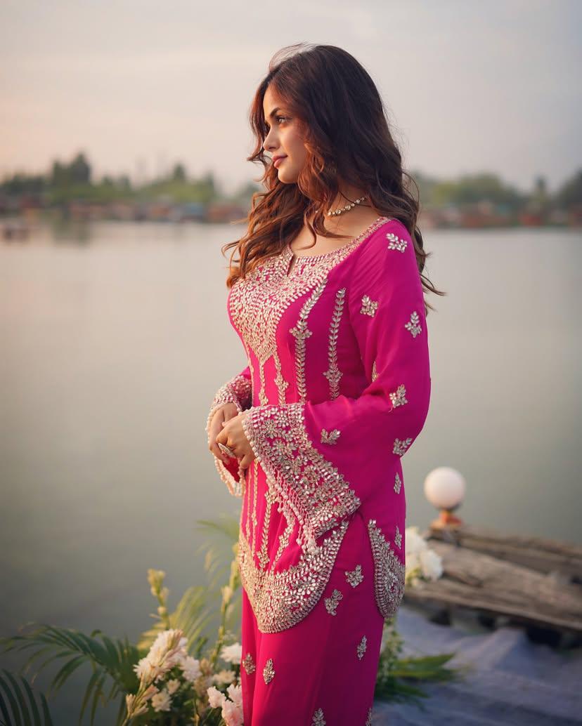 Pink Wedding wear Palazzo Suit Readymade Indian salwar kameez
