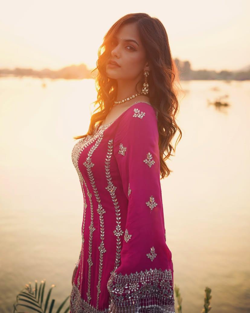 Pink Wedding wear Palazzo Suit Readymade Indian salwar kameez