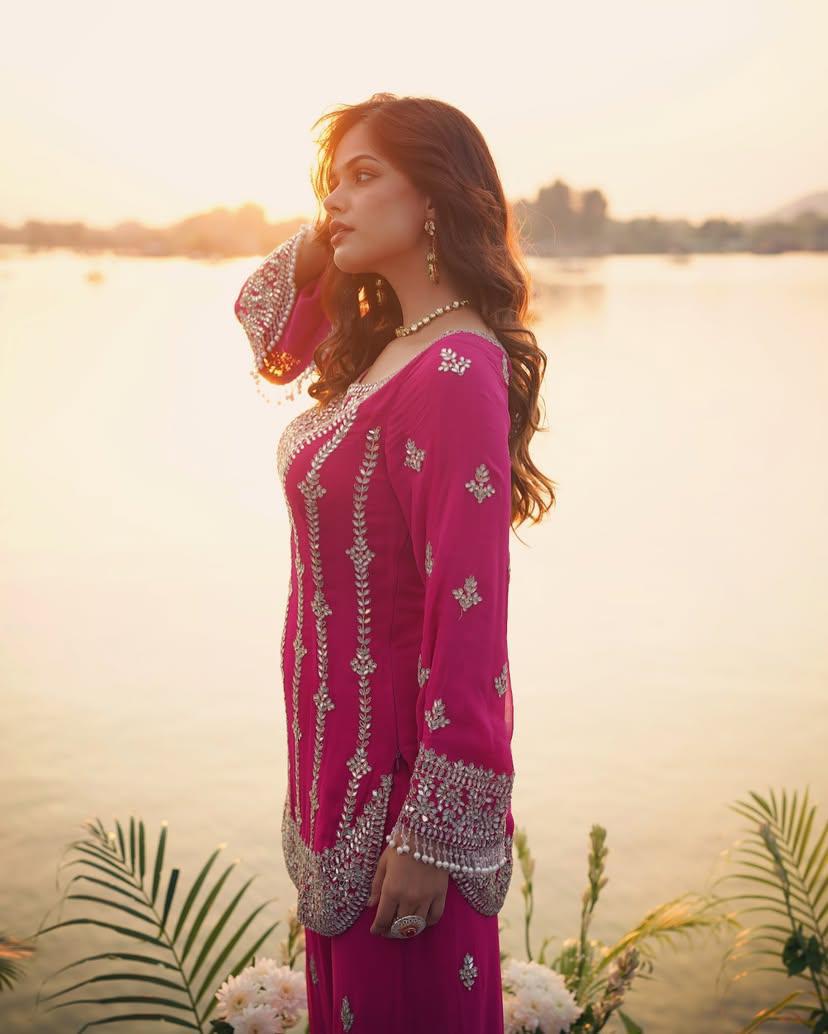 Pink Wedding wear Palazzo Suit Readymade Indian salwar kameez