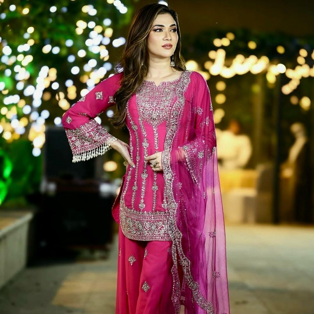 Pink Wedding wear Palazzo Suit Readymade Indian salwar kameez