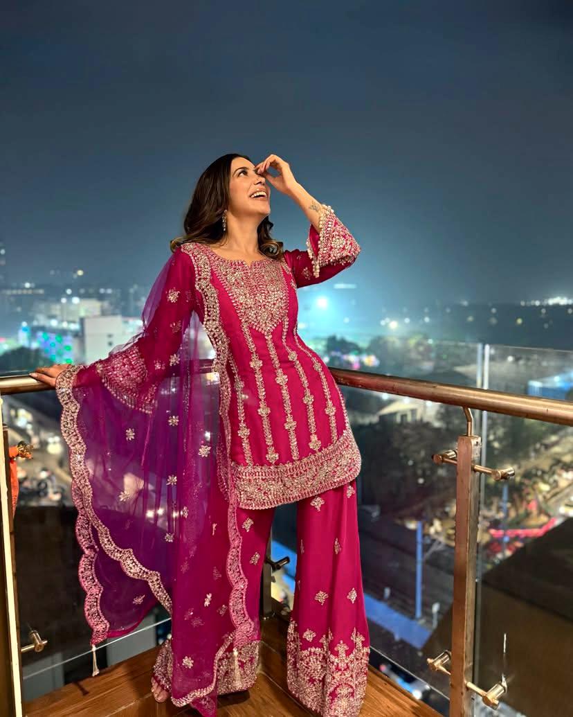 Pink Wedding wear Palazzo Suit Readymade Indian salwar kameez