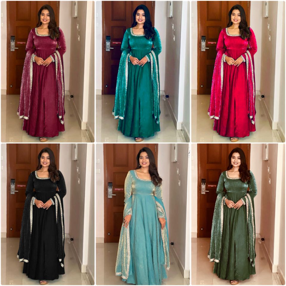 Silk anarkali Full Flair Festival wedding wear gown Indian dress
