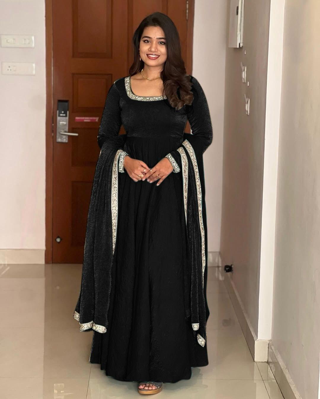 Silk anarkali Full Flair Festival wedding wear gown Indian dress