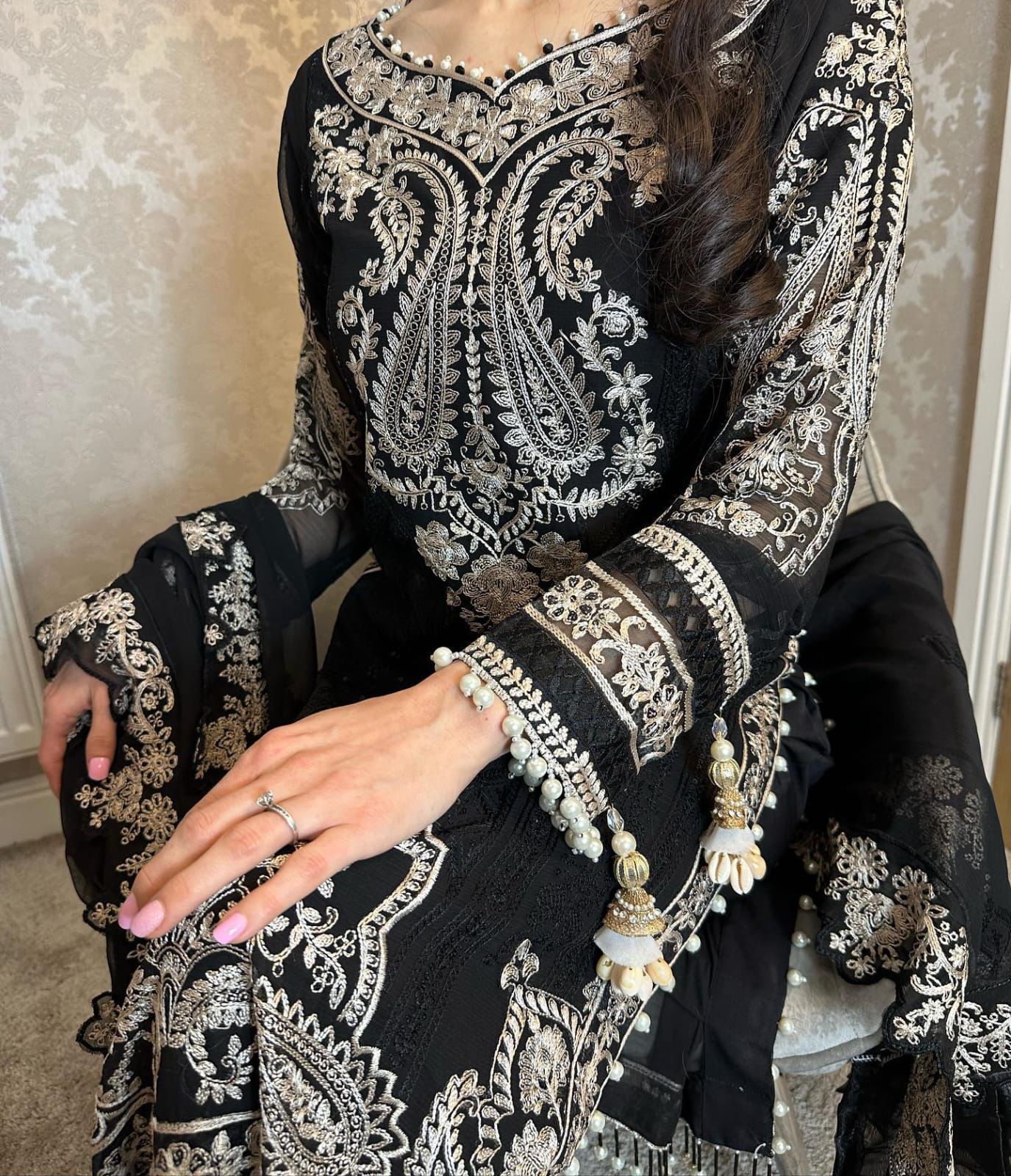 Black Ready To Wear Pakistani Salwar Kameez for EID