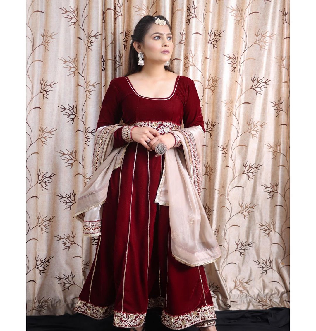 Premium velvet Readymade Indian wedding Festival Salwar kameez dress