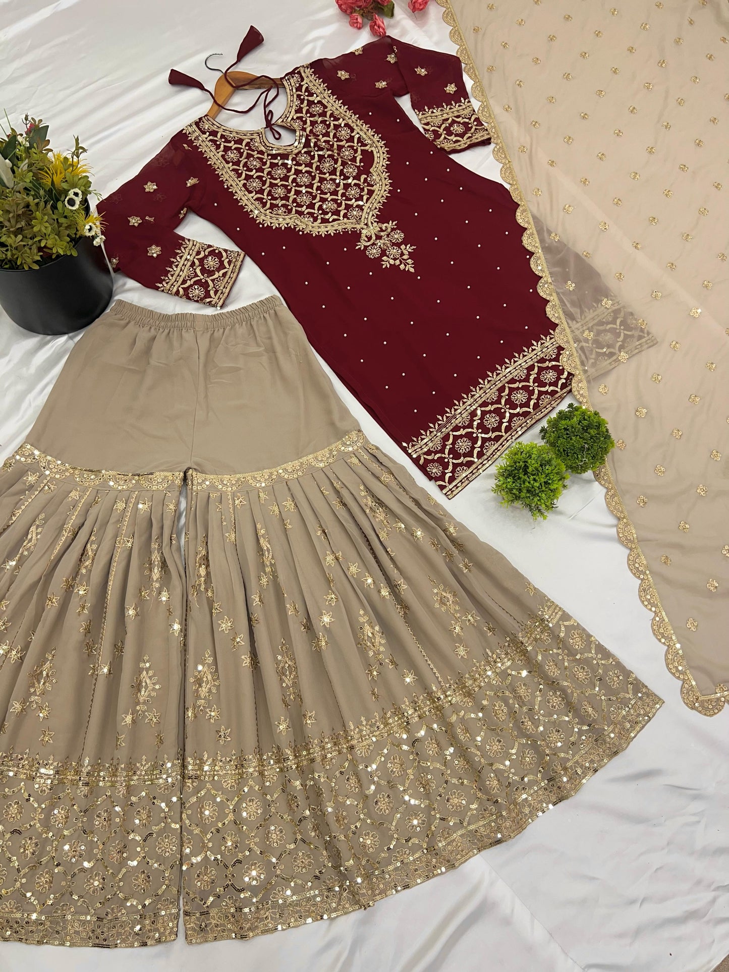 Readymade Wedding Festival partywear Sharara Suit Set Indian Pakistani salwar kameez