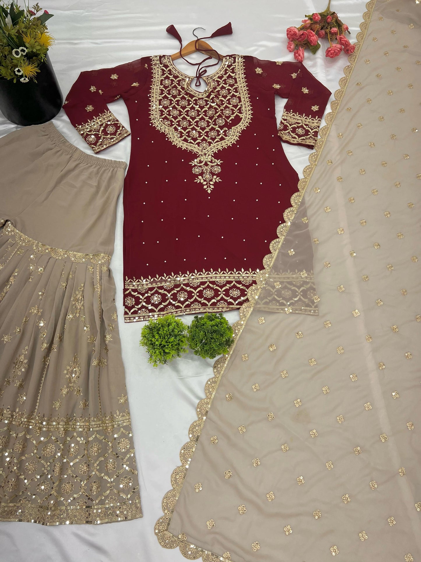Readymade Wedding Festival partywear Sharara Suit Set Indian Pakistani salwar kameez
