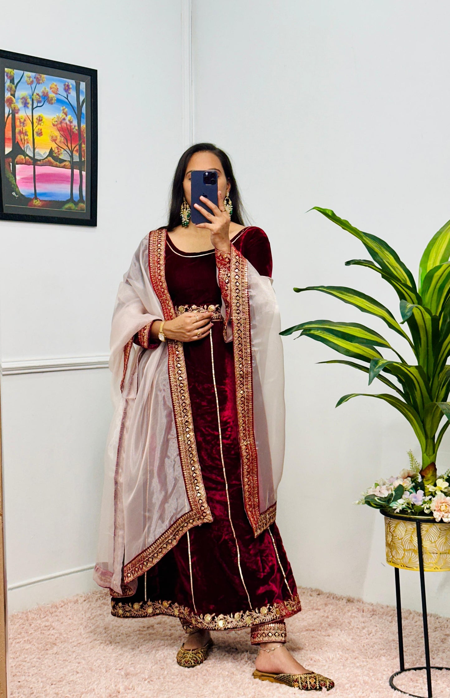 Premium velvet Readymade Indian wedding Festival Salwar kameez dress