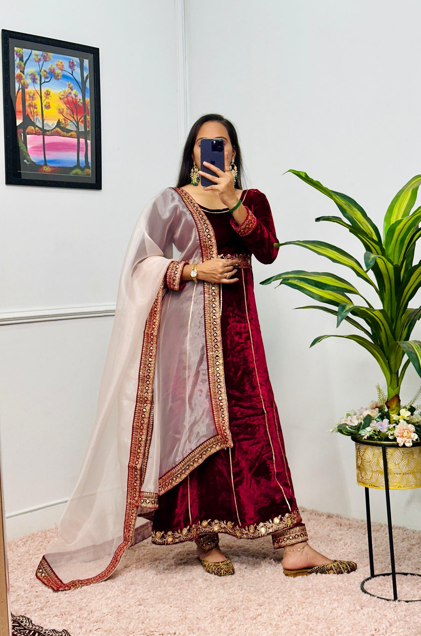 Premium velvet Readymade Indian wedding Festival Salwar kameez dress