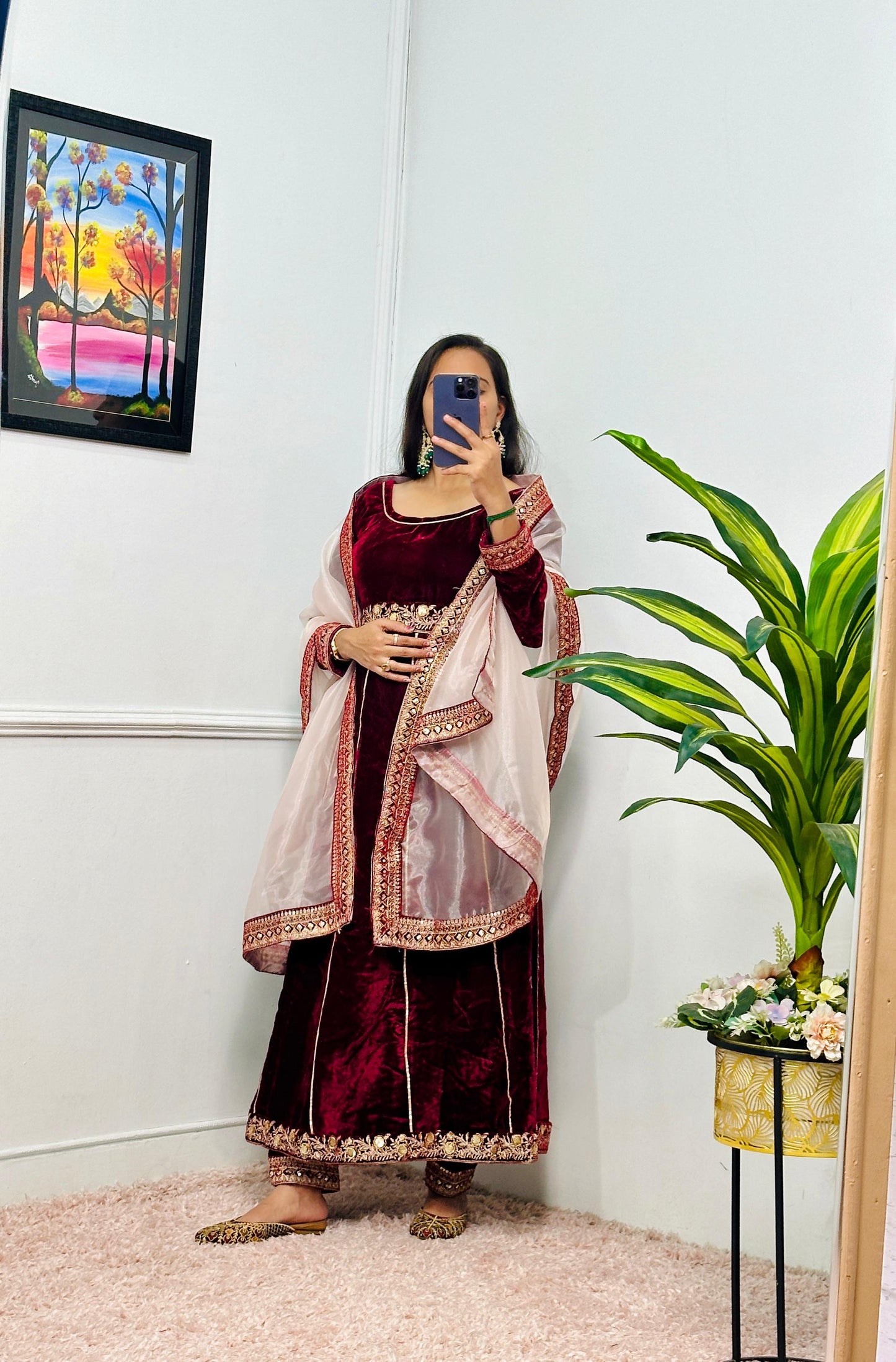 Premium velvet Readymade Indian wedding Festival Salwar kameez dress
