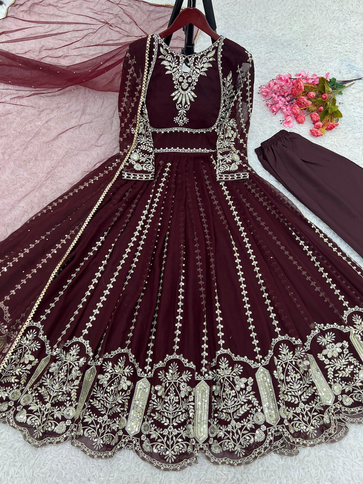 Indian wedding Festival partywear anarkali Full Flair Salwar kameez