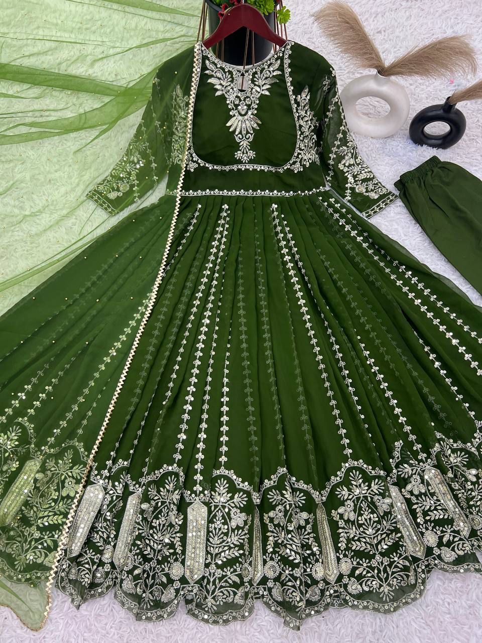 Indian wedding Festival partywear anarkali Full Flair Salwar kameez