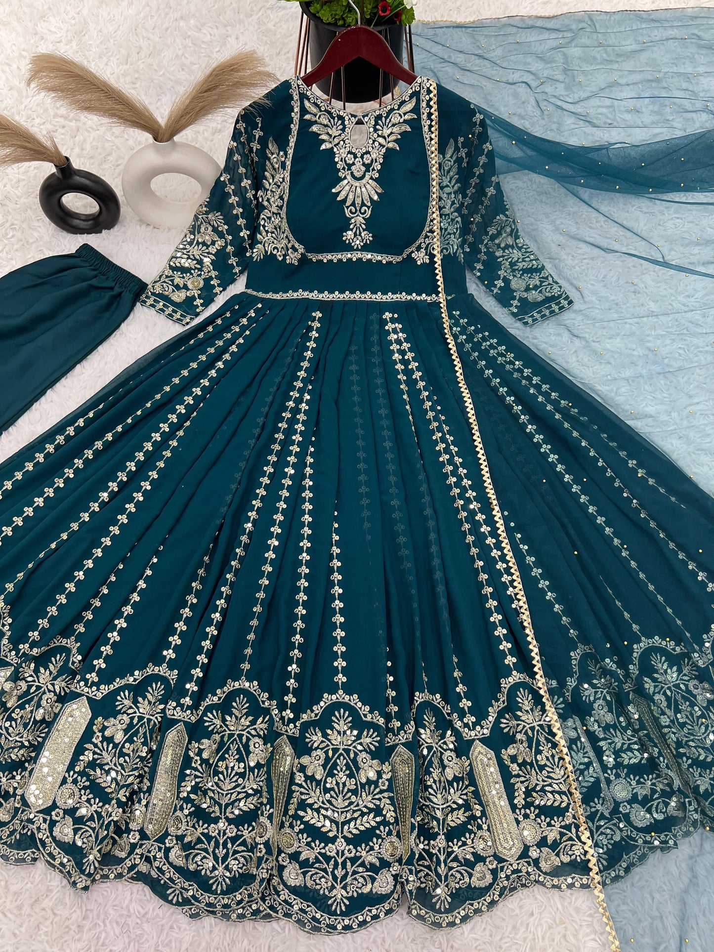 Indian wedding Festival partywear anarkali Full Flair Salwar kameez