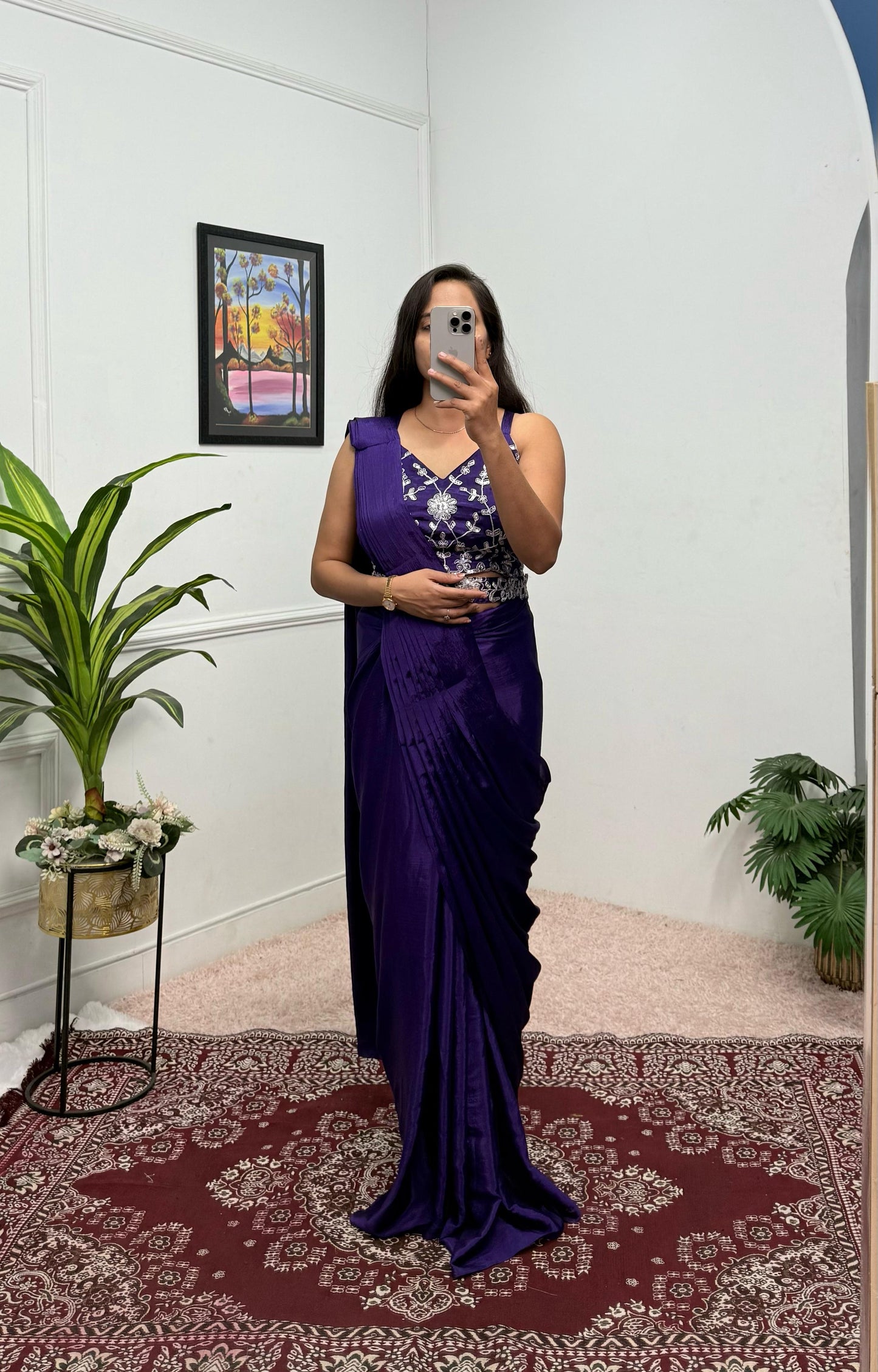 Indowestern Wedding Festival Partywear Saree With Koti Stitched Ready To Wear