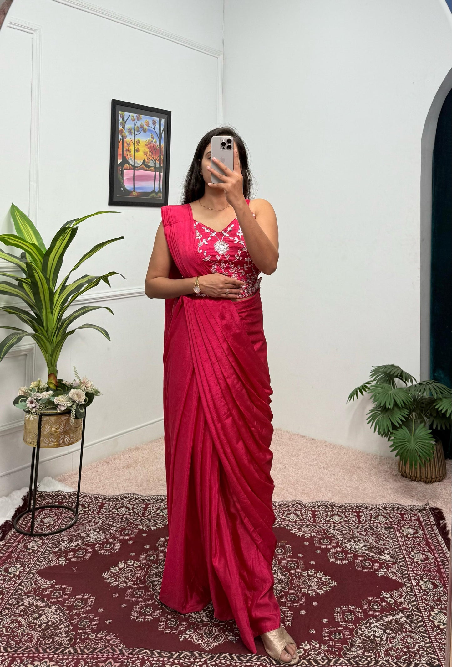 Indowestern Wedding Festival Partywear Saree With Koti Stitched Ready To Wear