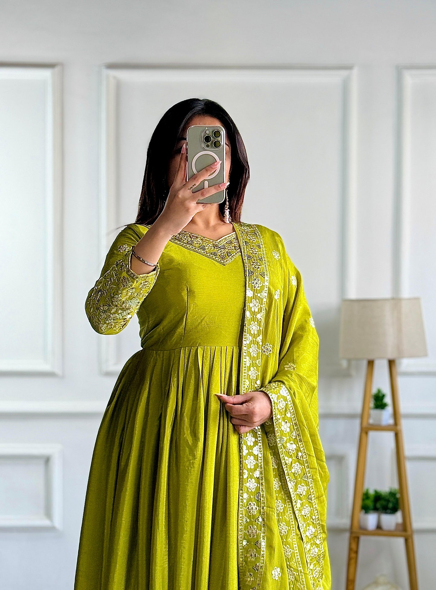 Green Salwar Kameez set anarkali Full Flair Indian Dress