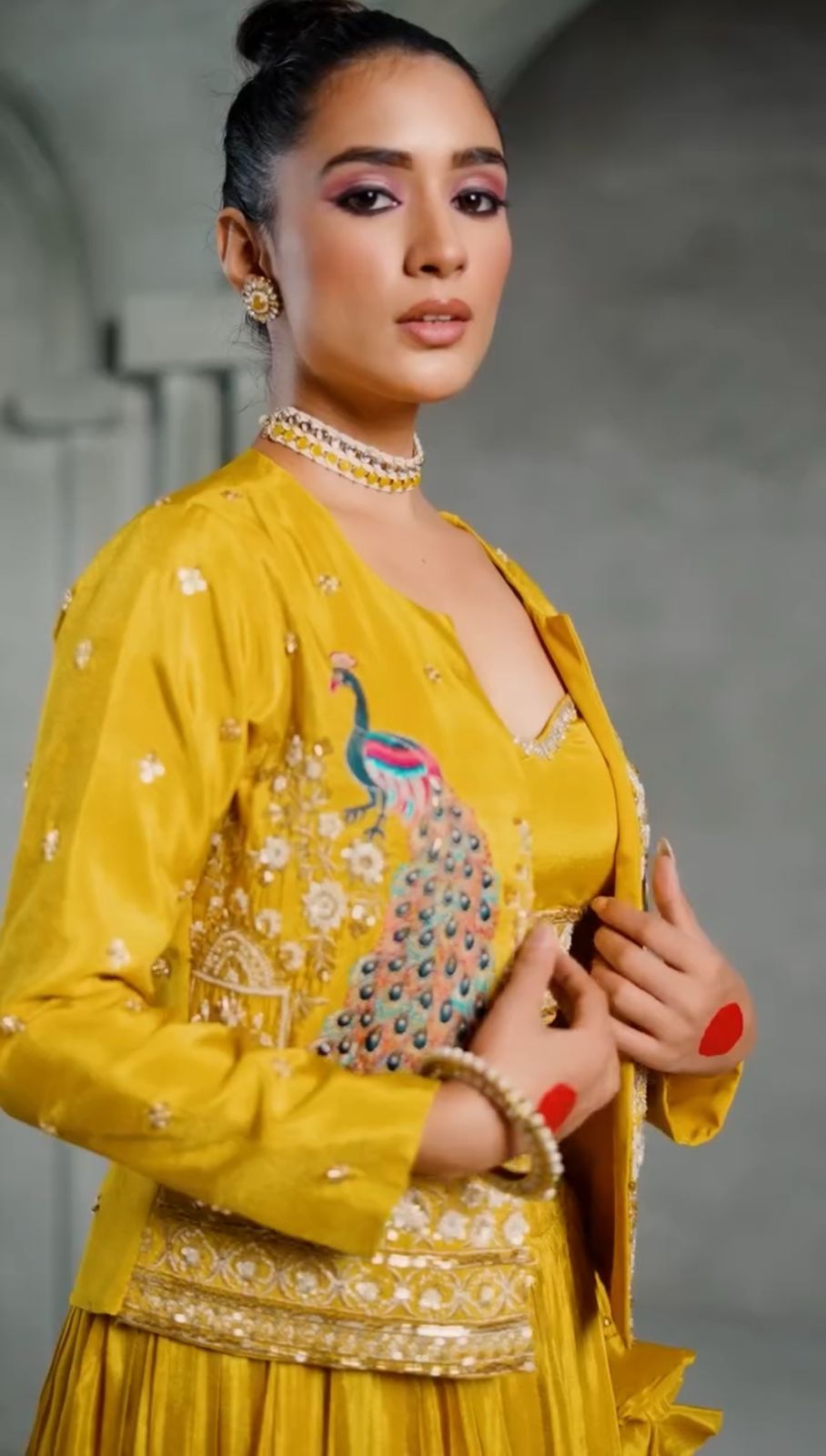 Haldi Indowestern lehenga choli with Jacket Readymade Indian wedding Festival Lehenga Choli partywear