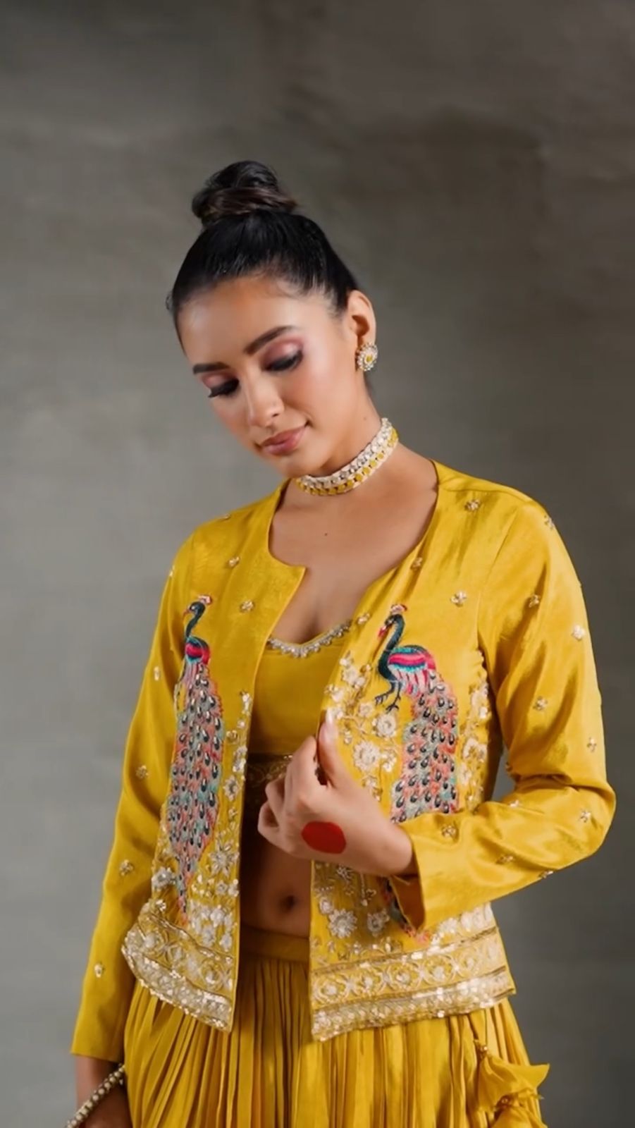 Haldi Indowestern lehenga choli with Jacket Readymade Indian wedding Festival Lehenga Choli partywear
