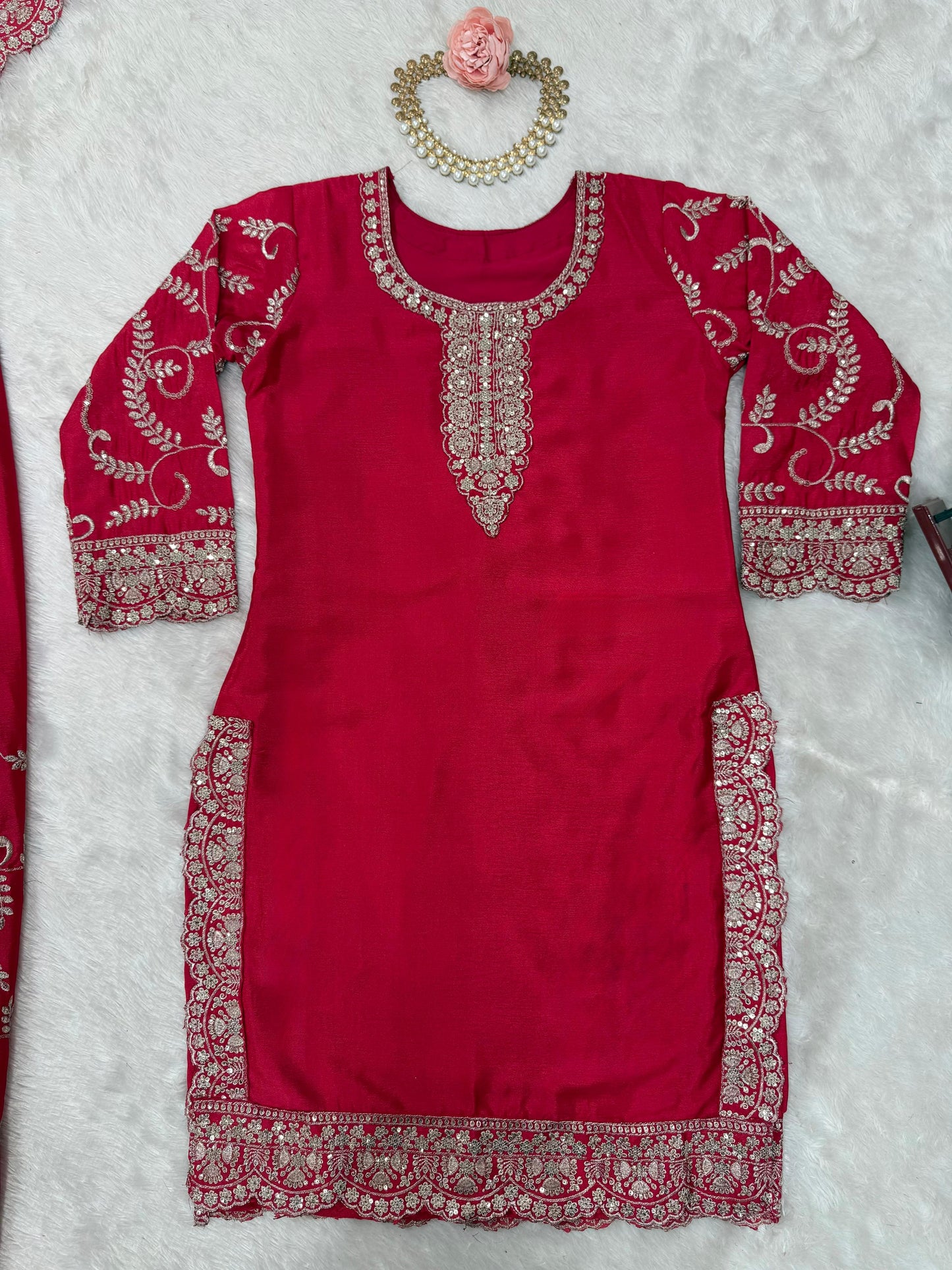 Readymade Indian red Palazzo Suit Set pakistani eid salwar kameez