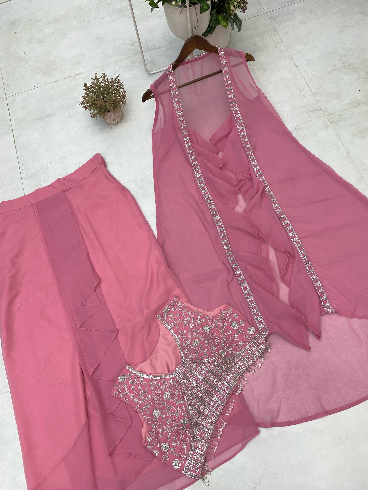 Indowestern Dhoti Blouse Koti for wedding Festival partywear dress