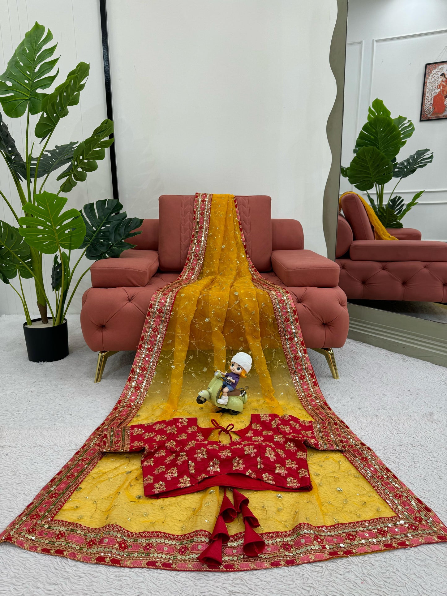 Haldi Premium Wedding Festival partywear saree with blouse
