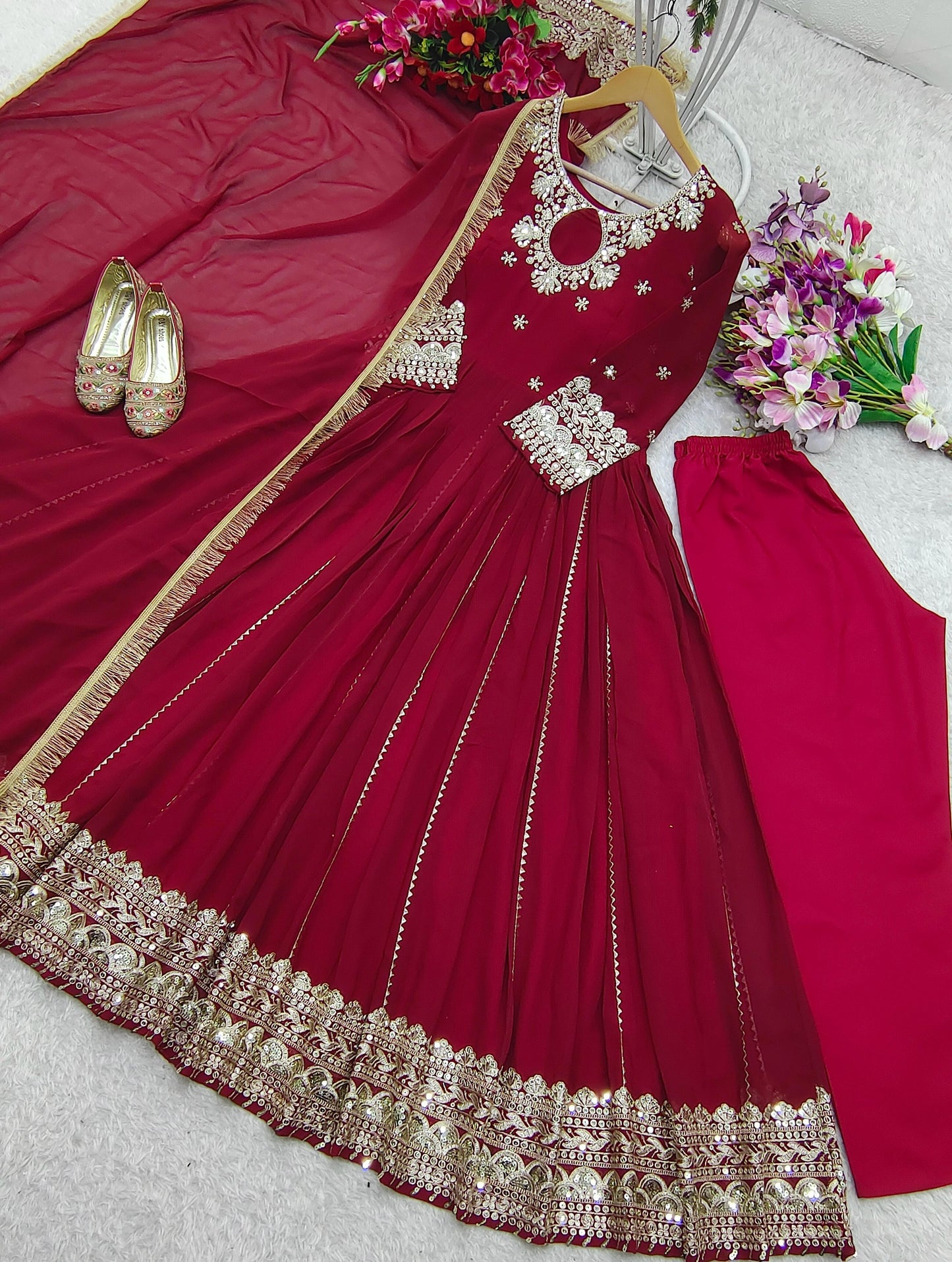 Anarkali Full Flair Readymade Indian wedding Festival Salwar kameez dress