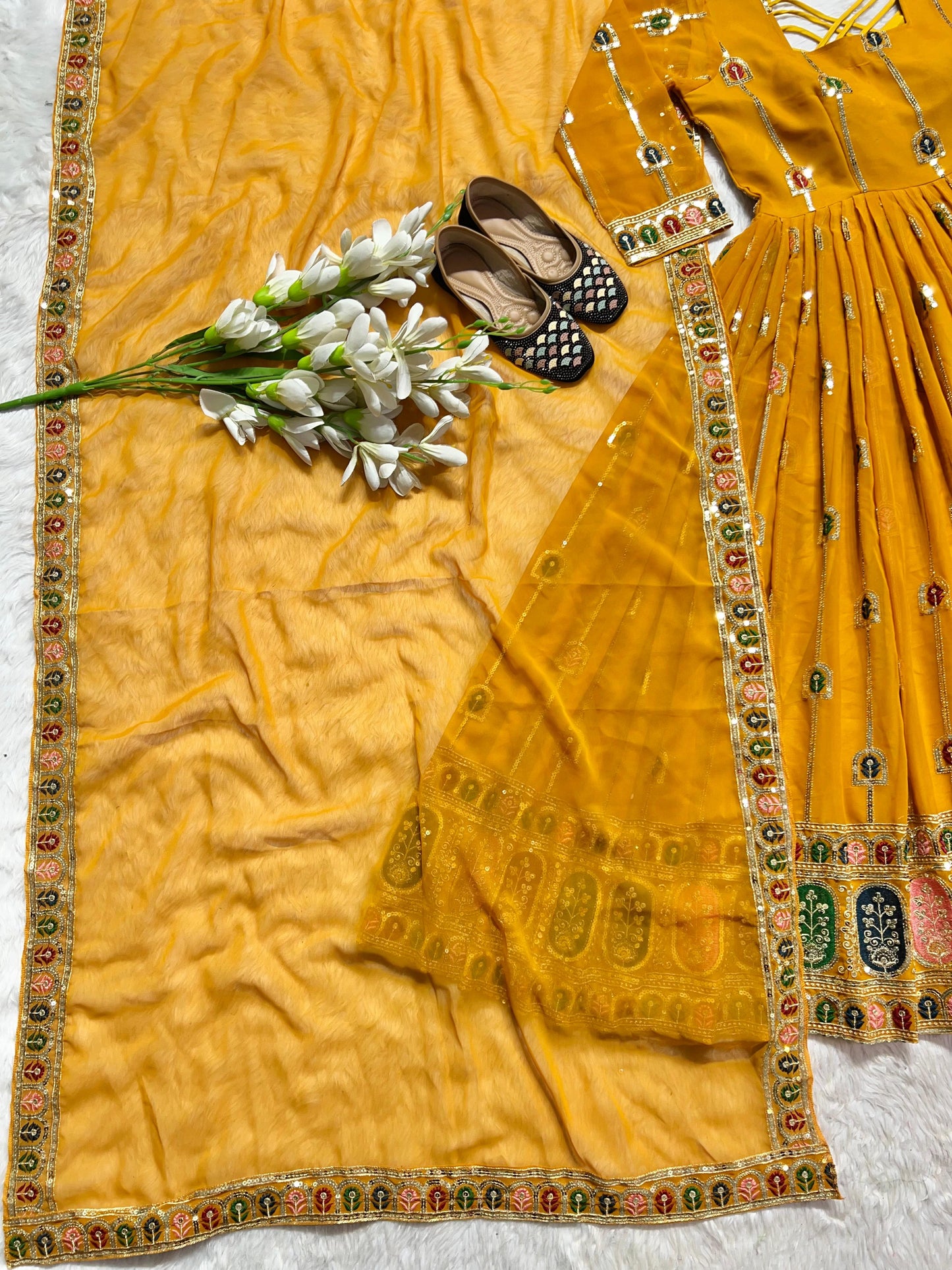 Anarkali Full Flair haldi wedding salwar kameez dress