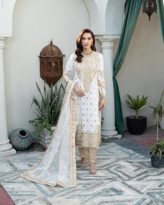 White Readymade Indian Salwar Kameez suit set dress