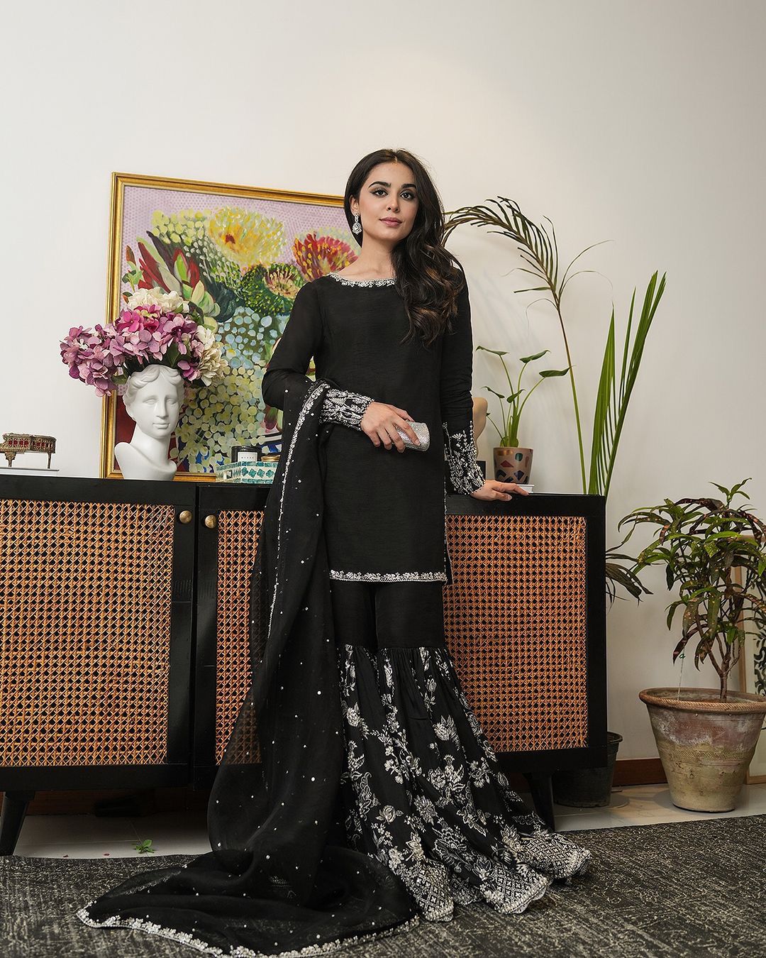 Black Indian Sharara Suit Dress Salwar Kameez