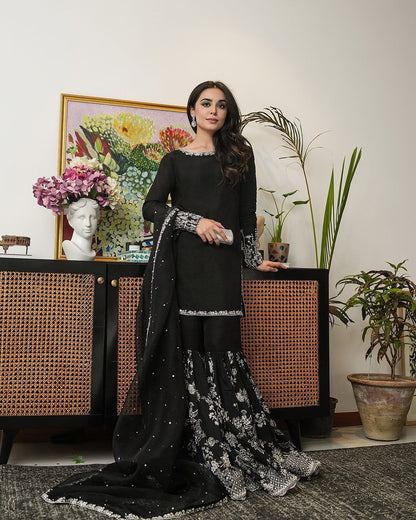 Black Indian Sharara Suit Dress Salwar Kameez