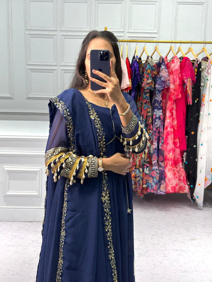 Readymade Gown With Dupatta Indian Ready To Wear Wedding Gown Dress