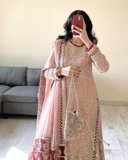 Pink Stitched New Indian Ready To Wear Wedding Suit Salwar Kameez