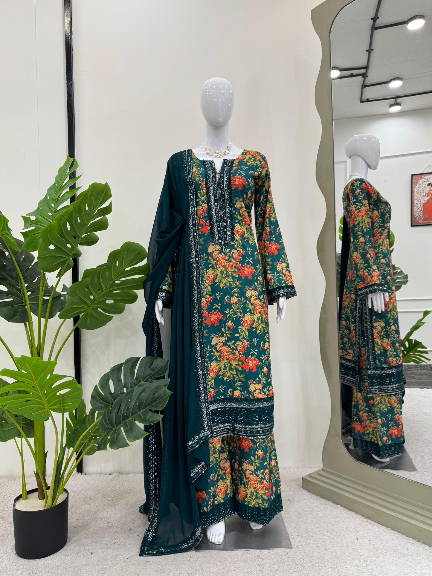 Green Salwar Kameez Readymade Pakistani Stitched New Indian Ready To Wear Wedding Suit