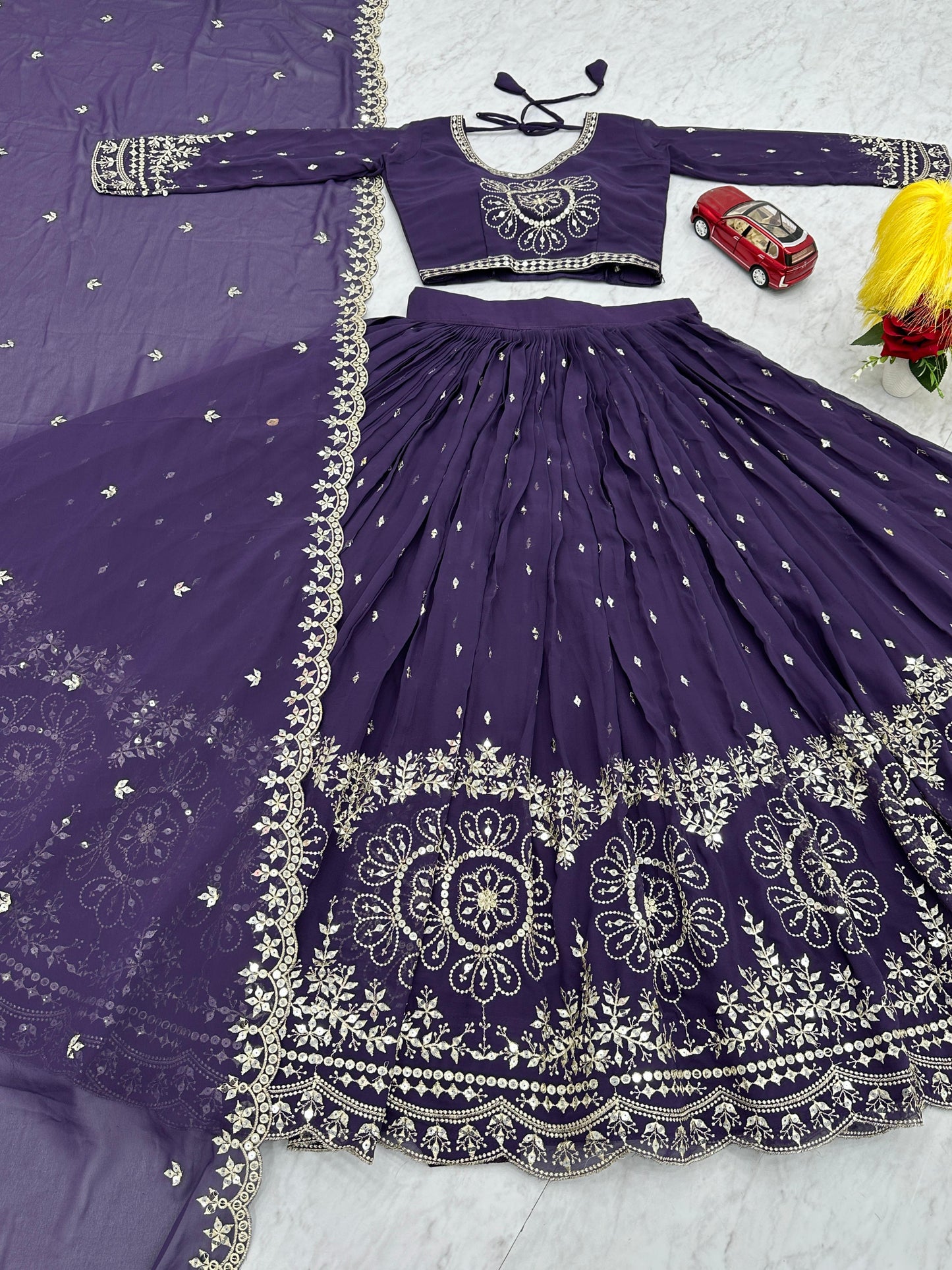 Purple Readymade Lehenga Choli Stitched For Wedding Women Party Skirt Ready To Wear