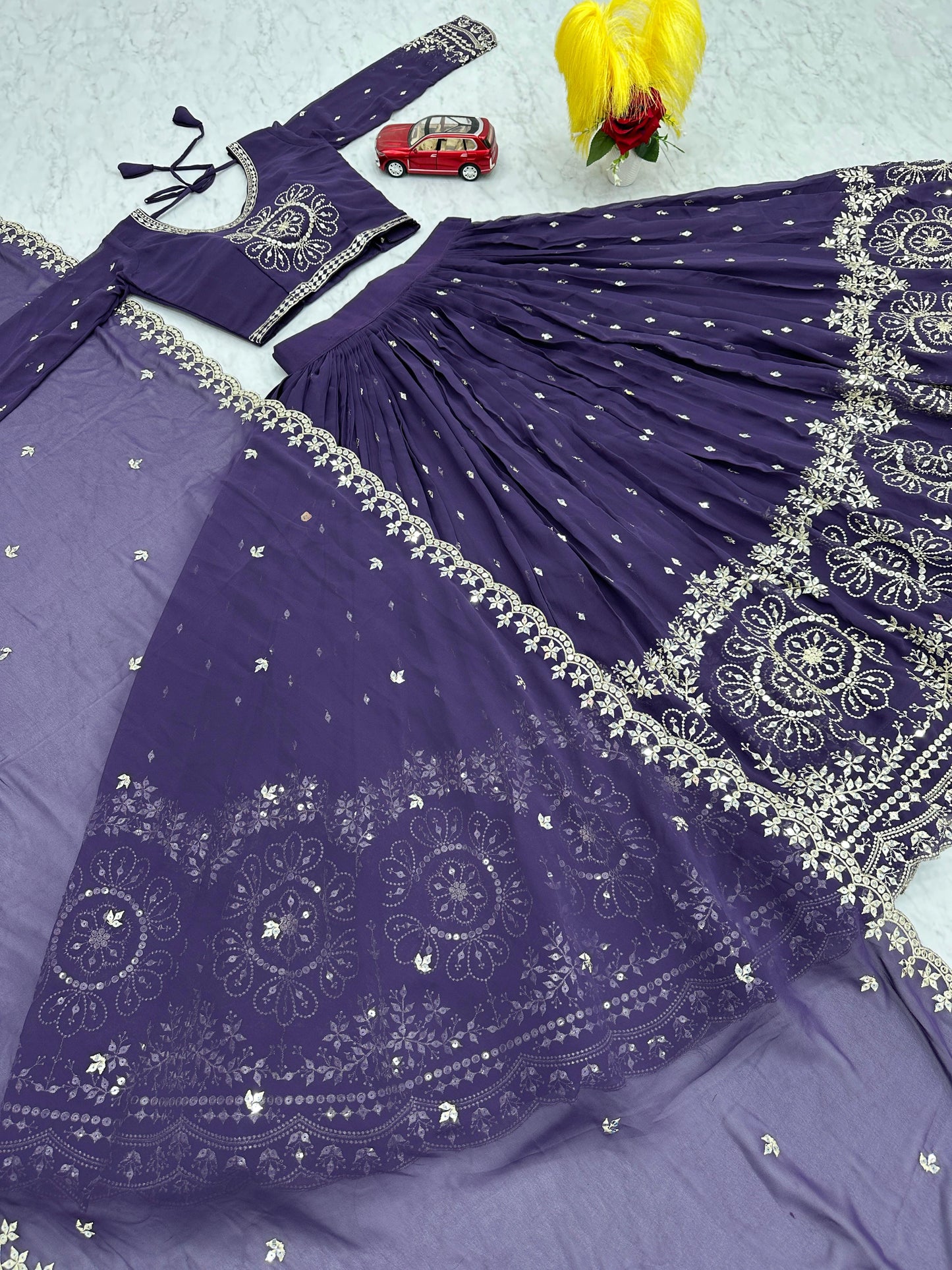 Purple Readymade Lehenga Choli Stitched For Wedding Women Party Skirt Ready To Wear