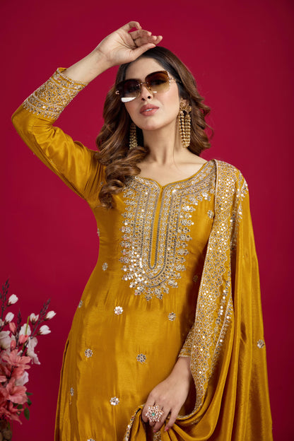 Top-Sharara And Dupatta Set With Fully Stitched Ready To Wear Collection Dress Readymade