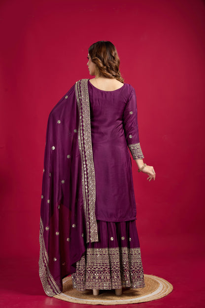 Top-Sharara And Dupatta Set With Fully Stitched Ready To Wear Collection Dress Readymade