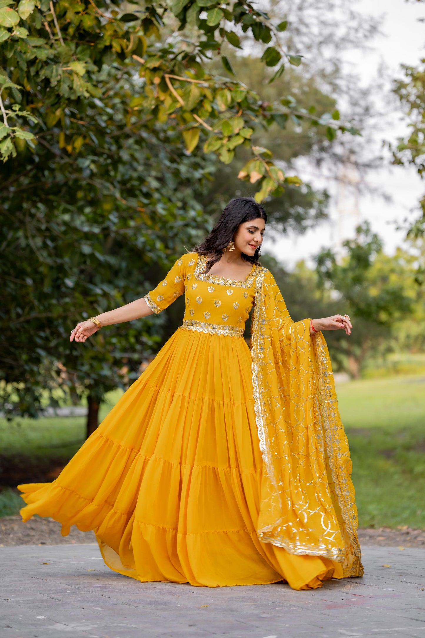 Full Flair Anarkali Salwar Kameez set Readymade Indian wedding dress
