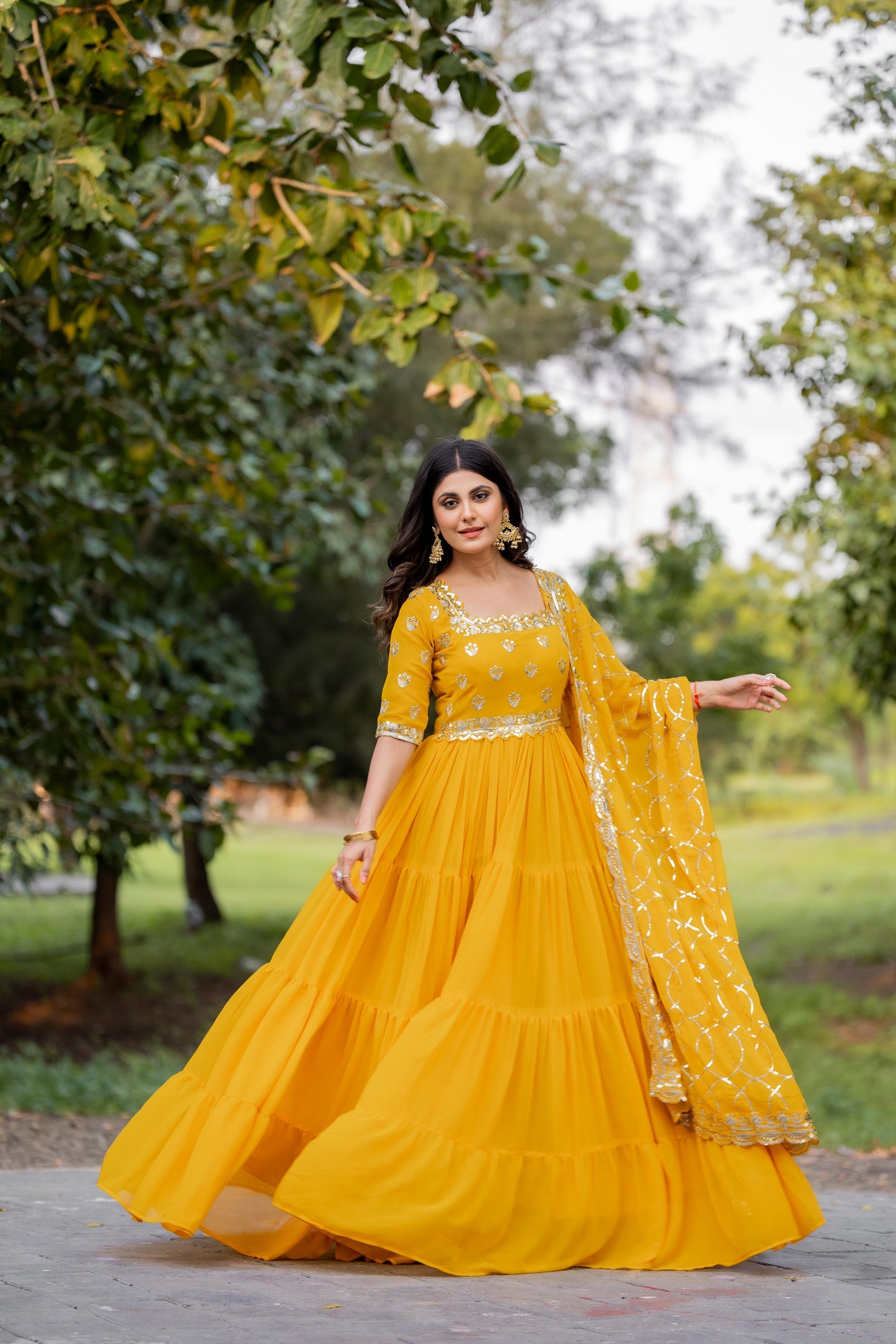 Full Flair Anarkali Salwar Kameez set Readymade Indian wedding dress