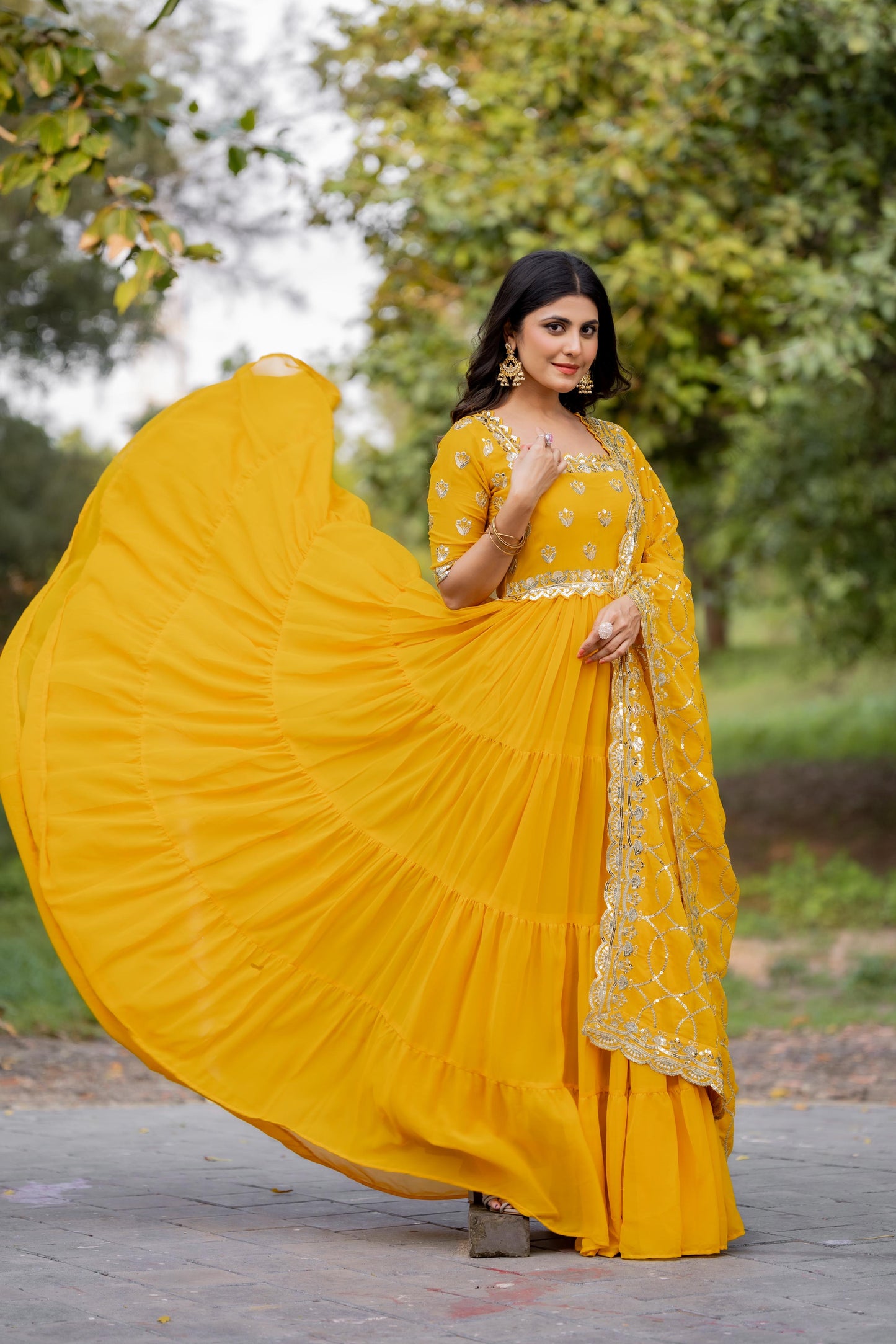 Full Flair Anarkali Salwar Kameez set Readymade Indian wedding dress