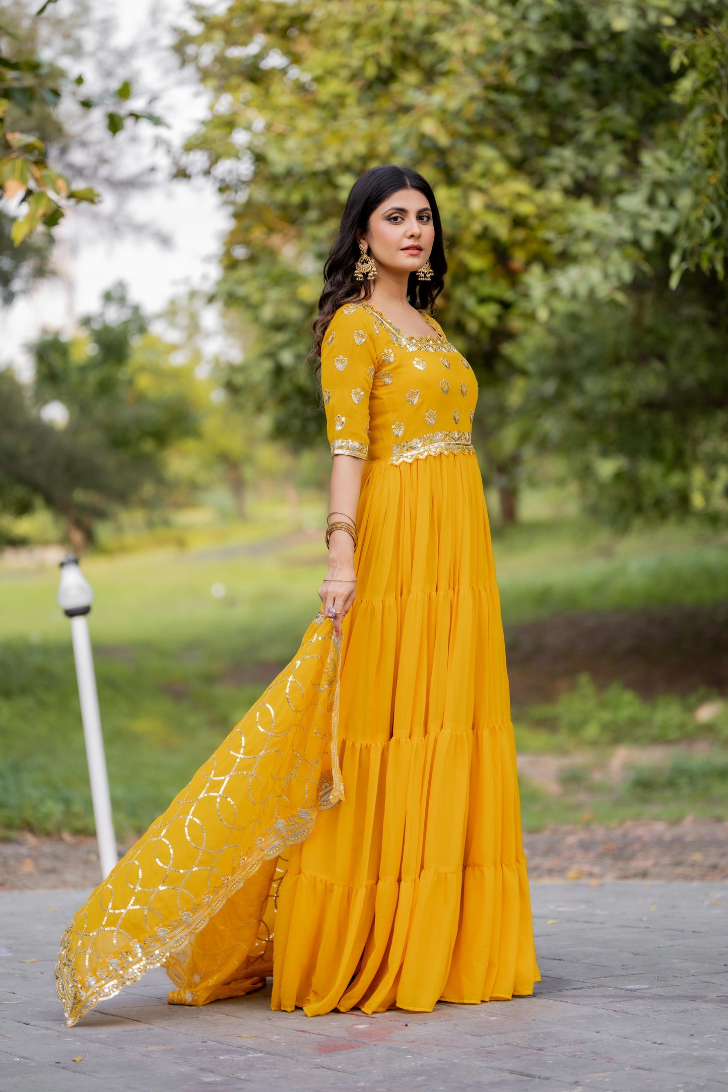 Full Flair Anarkali Salwar Kameez set Readymade Indian wedding dress