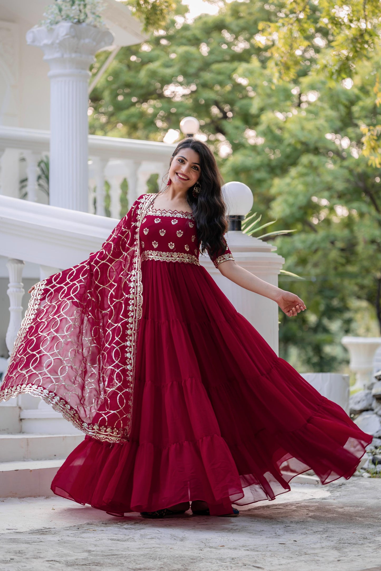 Full Flair Anarkali Salwar Kameez set Readymade Indian wedding dress