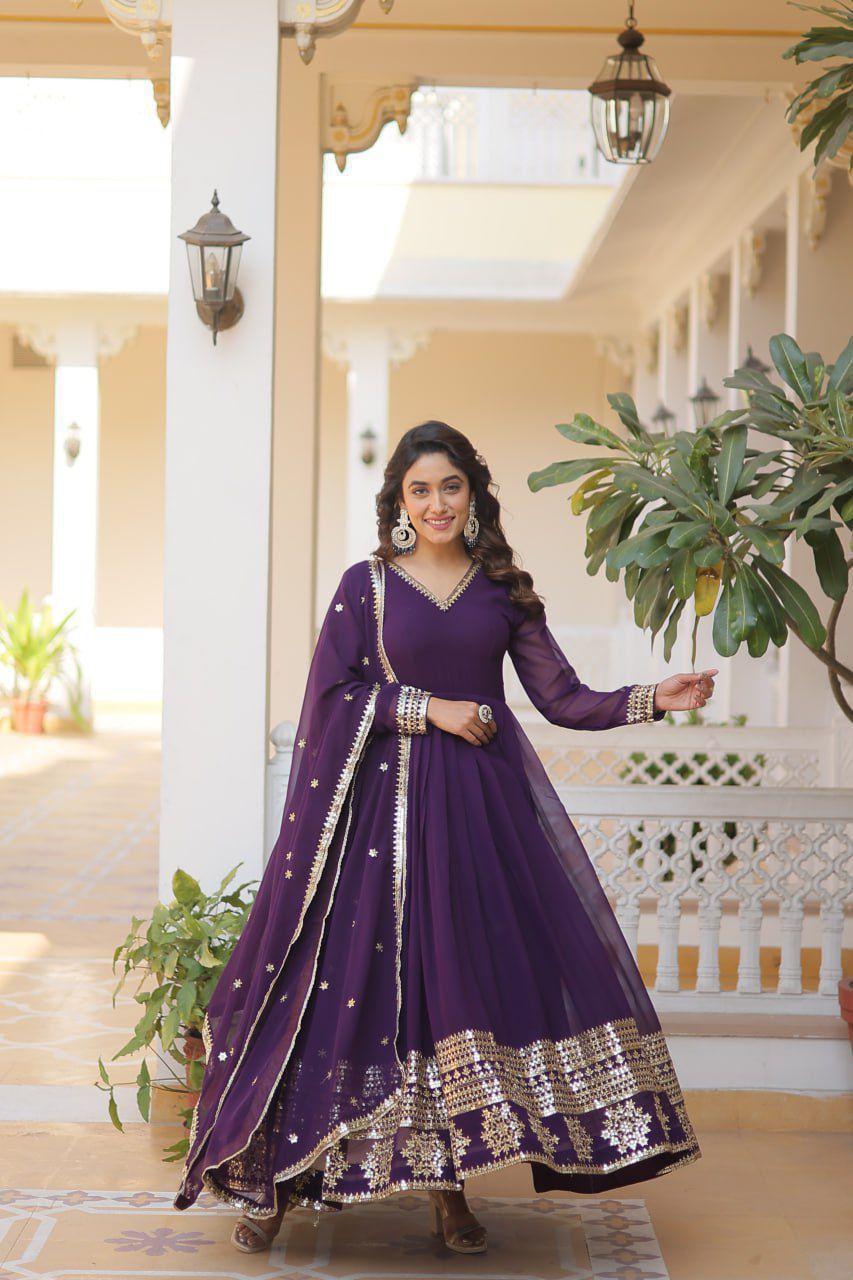 Anarkali Full Flair Ready to Wear Gown with Dupatta Indian dress