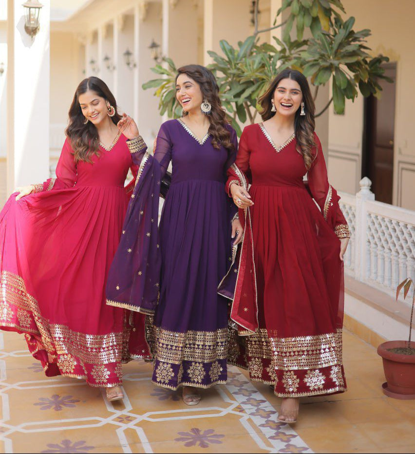 Anarkali Full Flair Ready to Wear Gown with Dupatta Indian dress