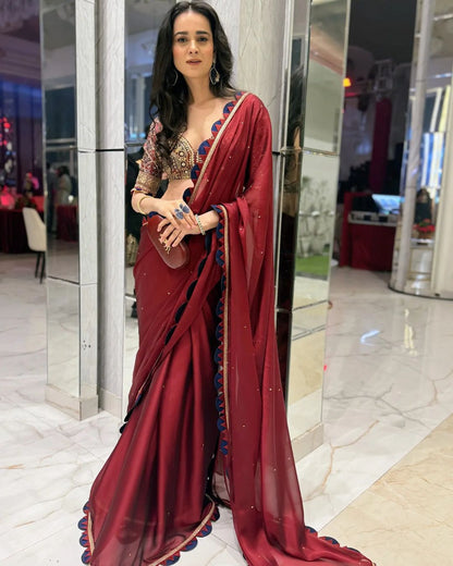 Bollywood Wedding Saree With Blouse Readymade Partywear Indian Saree