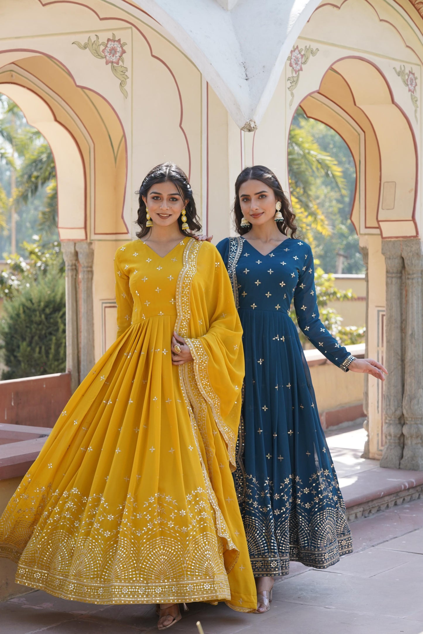Anarkali Gown With Dupatta Full Flair Readymade Stitched