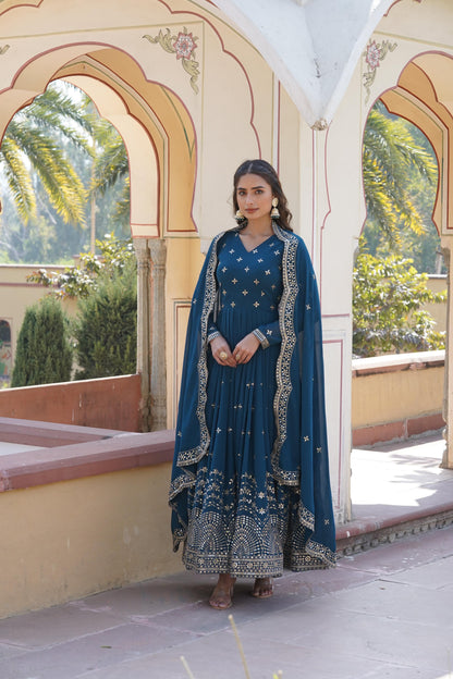 Anarkali Gown With Dupatta Full Flair Readymade Stitched