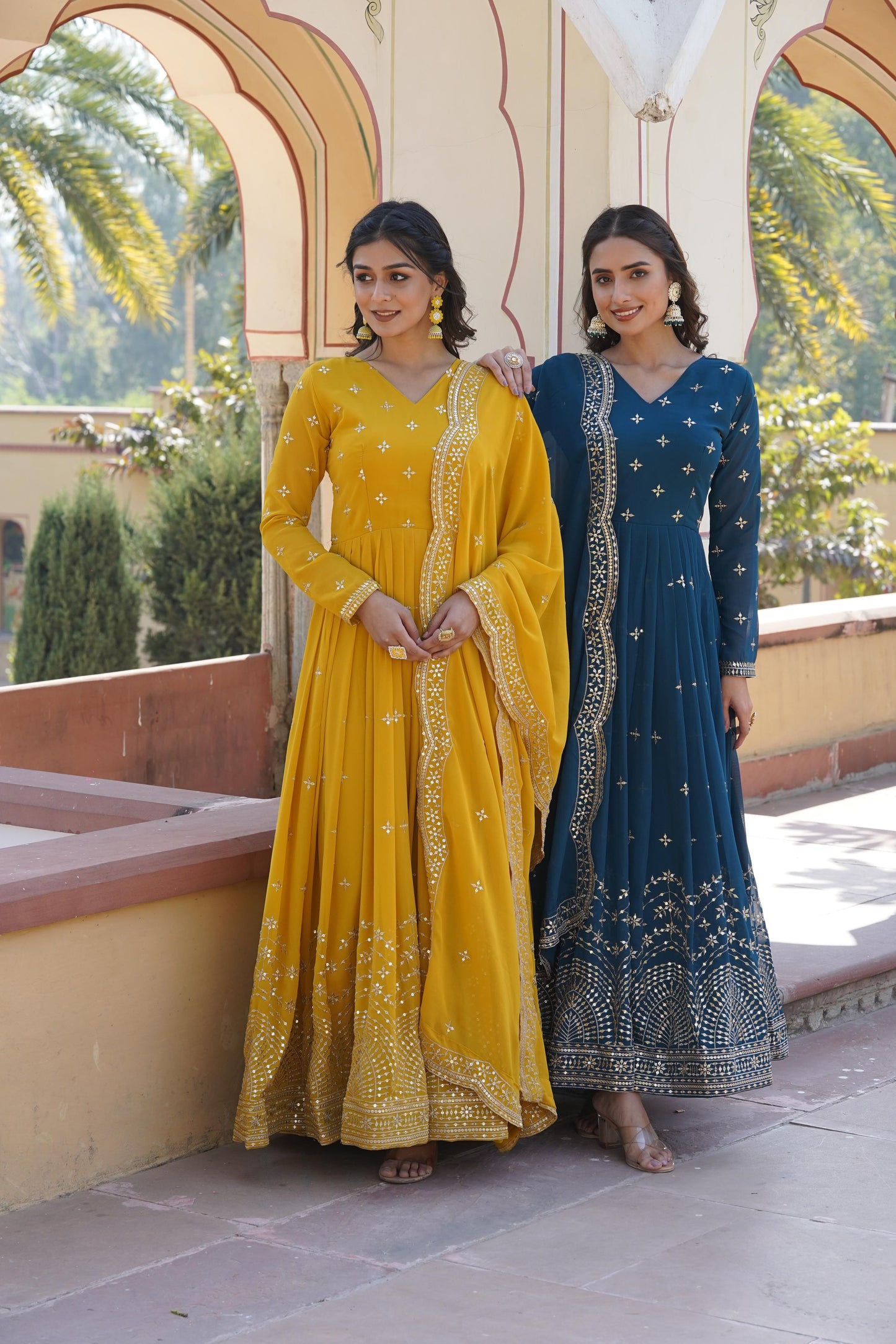 Anarkali Gown With Dupatta Full Flair Readymade Stitched