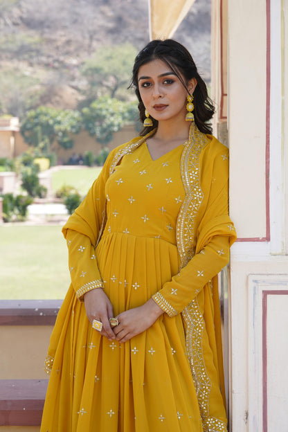Anarkali Gown With Dupatta Full Flair Readymade Stitched