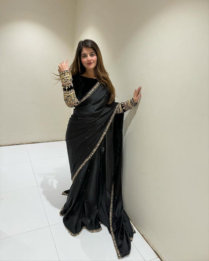 Wedding Saree with stitched blouse Indian Readymade Saree